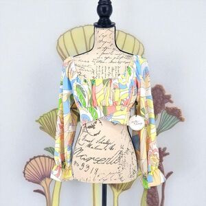 Milk and Honey Long Sleeve Self Tie Wrap Crop Top XS